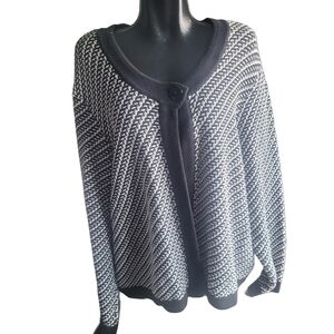 Tradition Black and White Knit Cardigan 3X